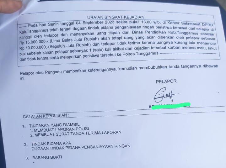 Anggota DPRD Tanggamus (AZ) Tampar Tenaga Honorer