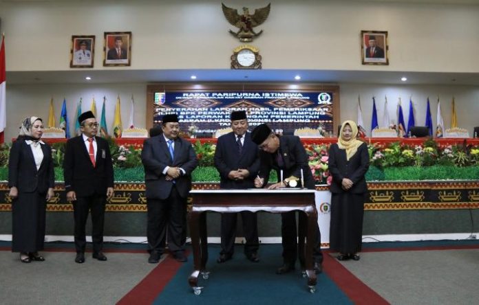 Rapat Paripurna Istimewa DPRD Pemprov Lampung Raih Opini WTP 10 Kali Berturut-Turut dari BPK